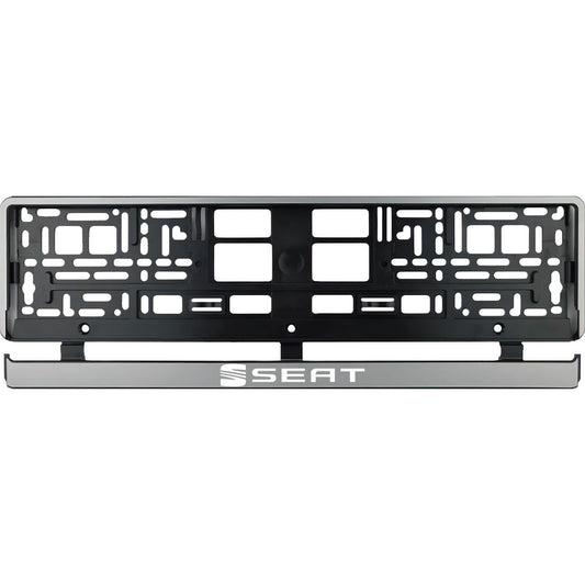 Set 2 bucati, suport numar inmatriculare argintiu Seat