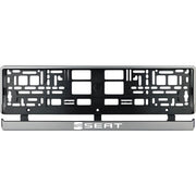 Set 2 bucati, suport numar inmatriculare argintiu Seat