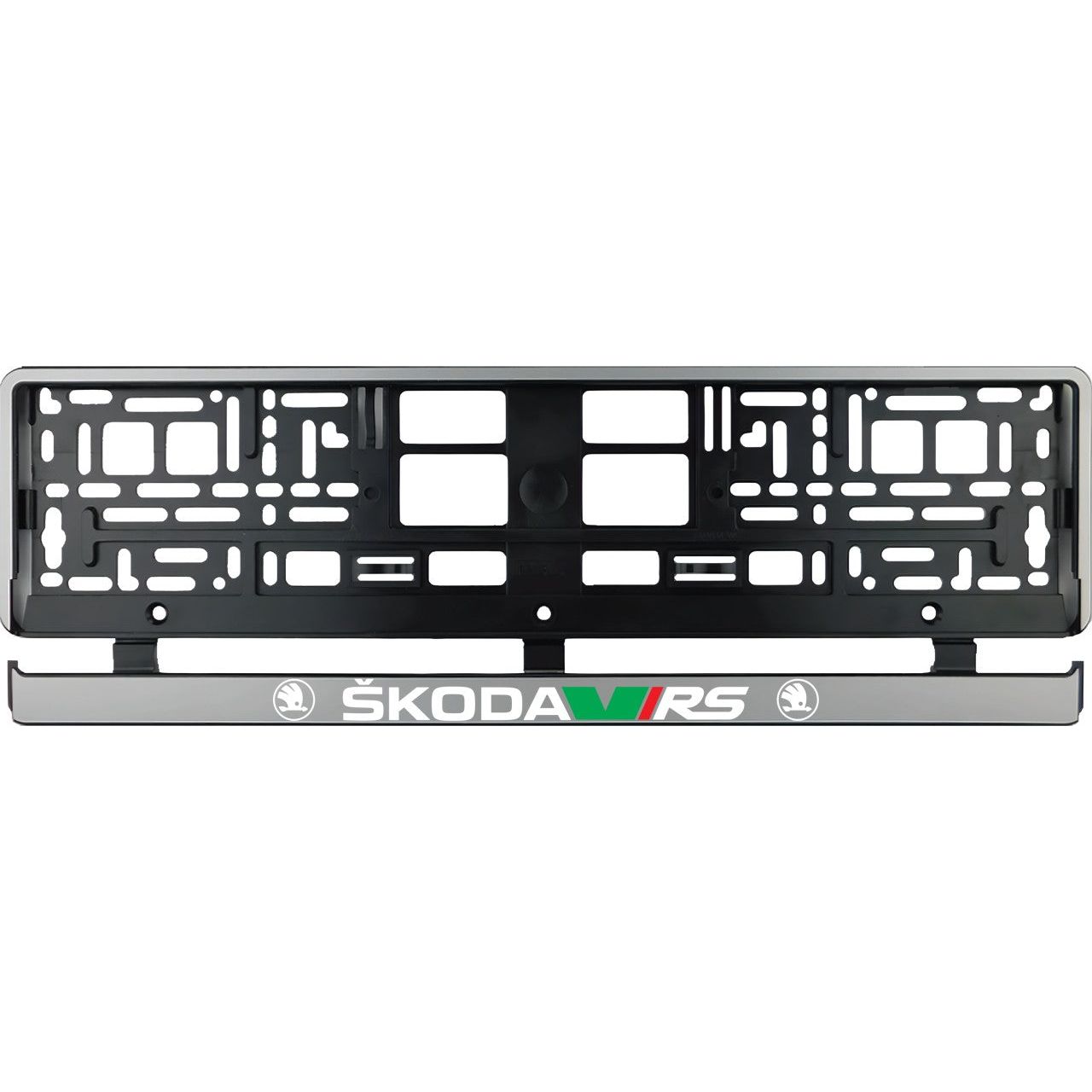 Комплект 2 броя, сребриста рамка за регистрационен номер Skoda VRS