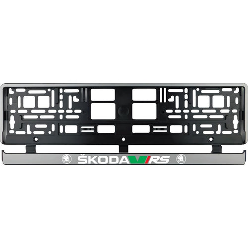 Set 2 bucati, suport numar inmatriculare argintiu Skoda VRS