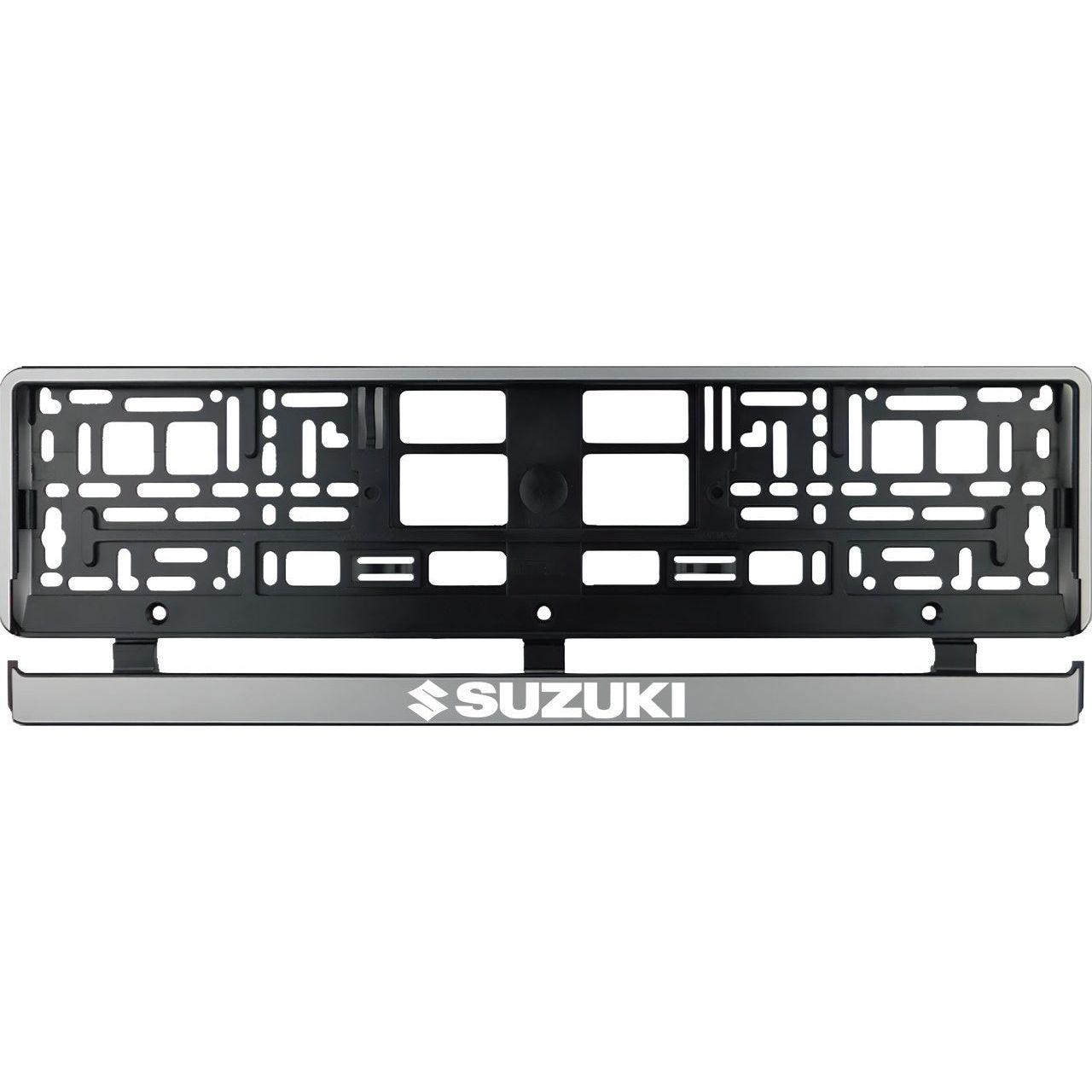 Set 2 bucati, suport numar inmatriculare argintiu Suzuki