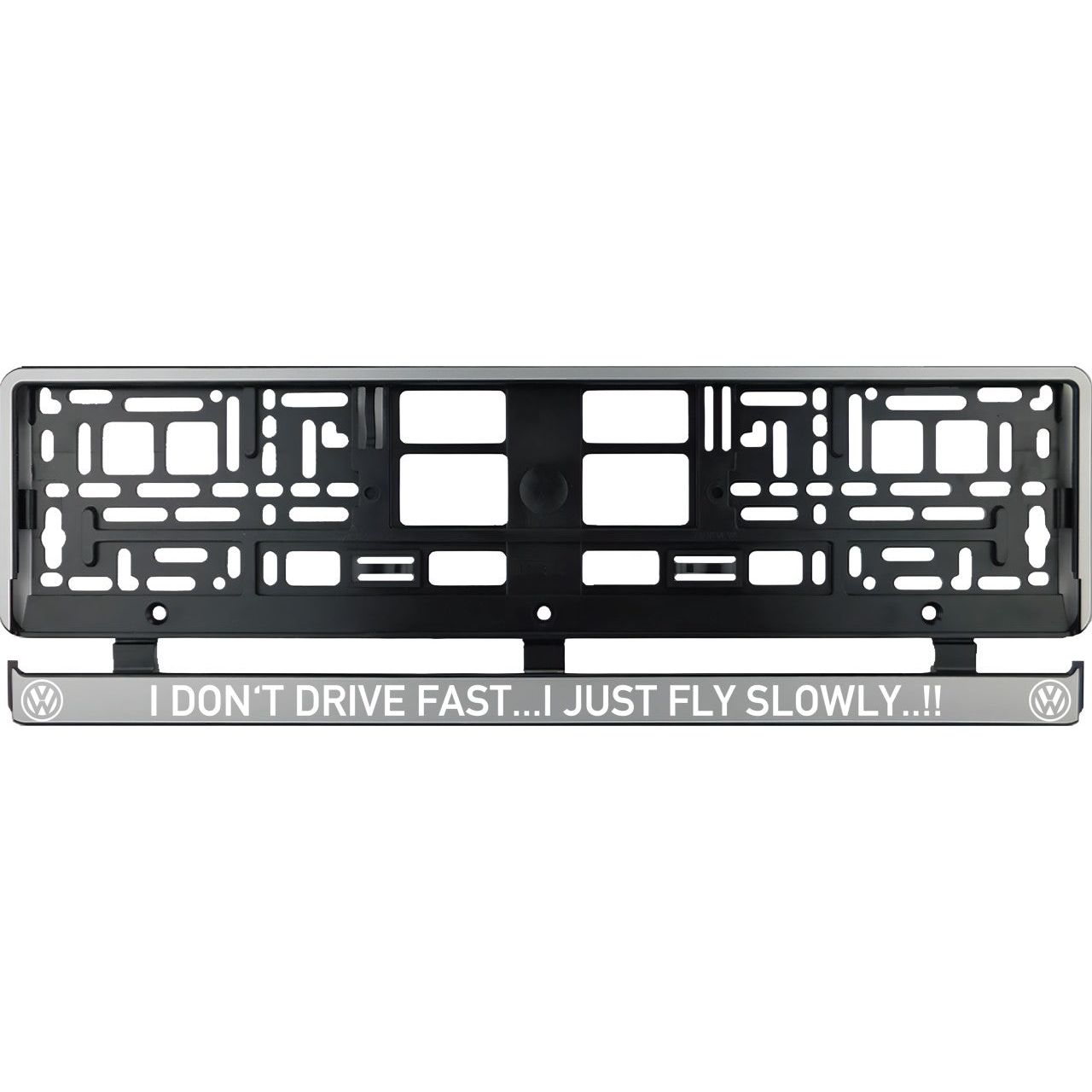 Set 2 bucati, suport numar inmatriculare argintiu VW Drive