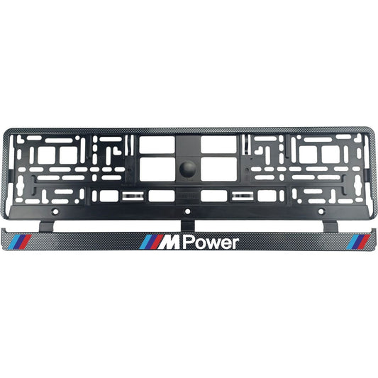 Set 2 bucati, suport numar inmatriculare Carbon, BMW MPower