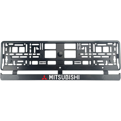 Set 2 bucati, suport numar inmatriculare Carbon, Mitsubishi