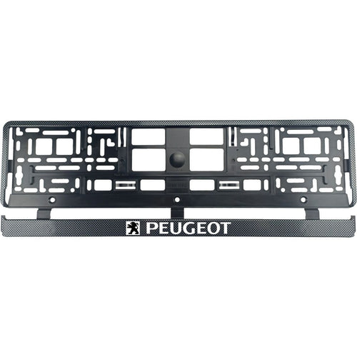 Set 2 bucati, suport numar inmatriculare Carbon, Peugeot