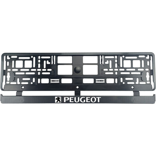 Set 2 bucati, suport numar inmatriculare Carbon, Peugeot
