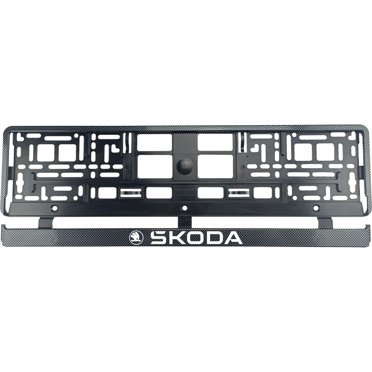 Set 2 bucati, suport numar inmatriculare Carbon, Skoda