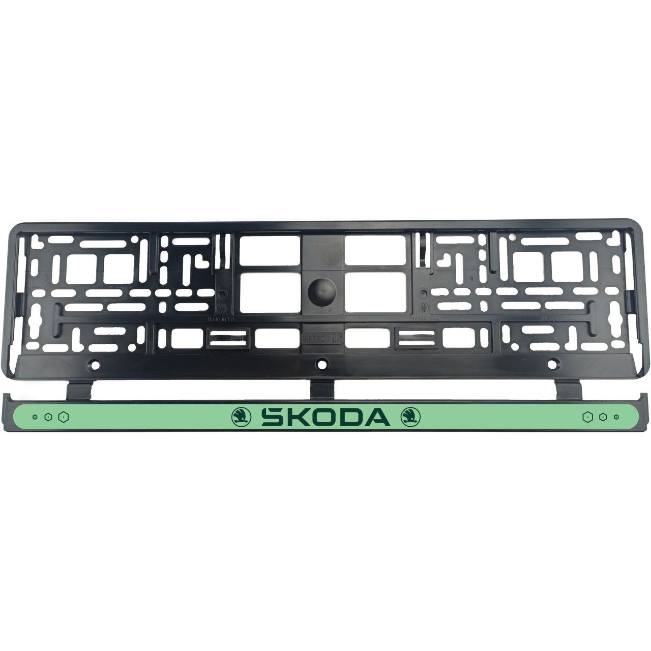 Set 2 bucati, suport numar inmatriculare Skoda Green