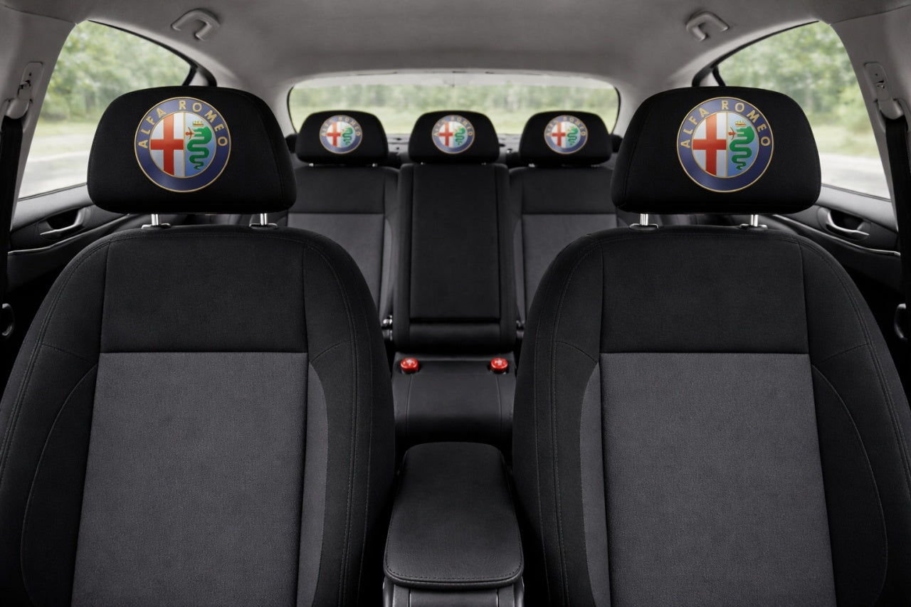 Set 2 huse tetiere negre, pentru gama auto Alfa Romeo