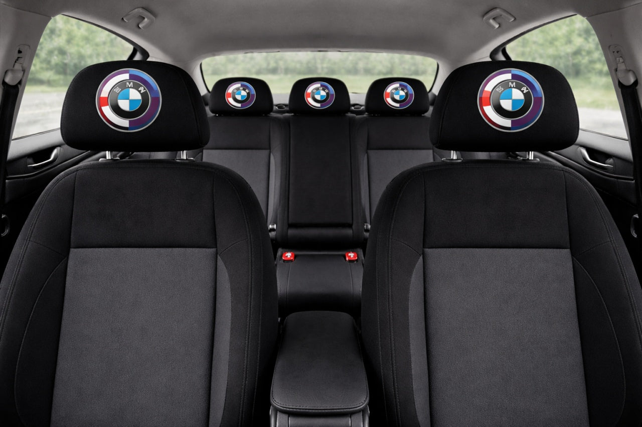 Set 2 huse tetiere negre, pentru gama auto BMW ANIVERSAR