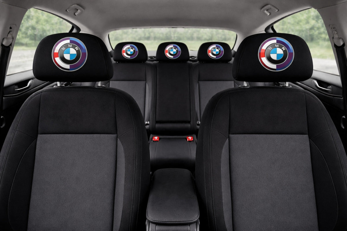 Set 2 huse tetiere negre, pentru gama auto BMW ANIVERSAR