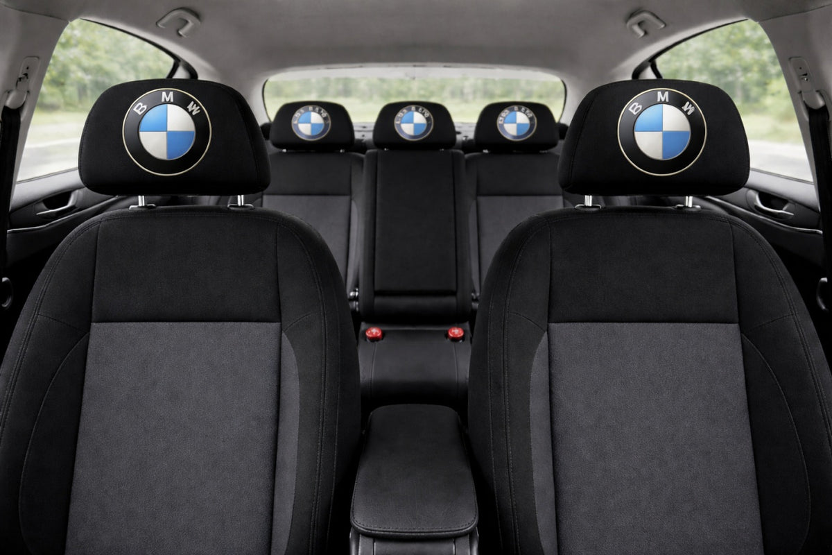 Set 2 huse tetiere negre, pentru gama auto BMW
