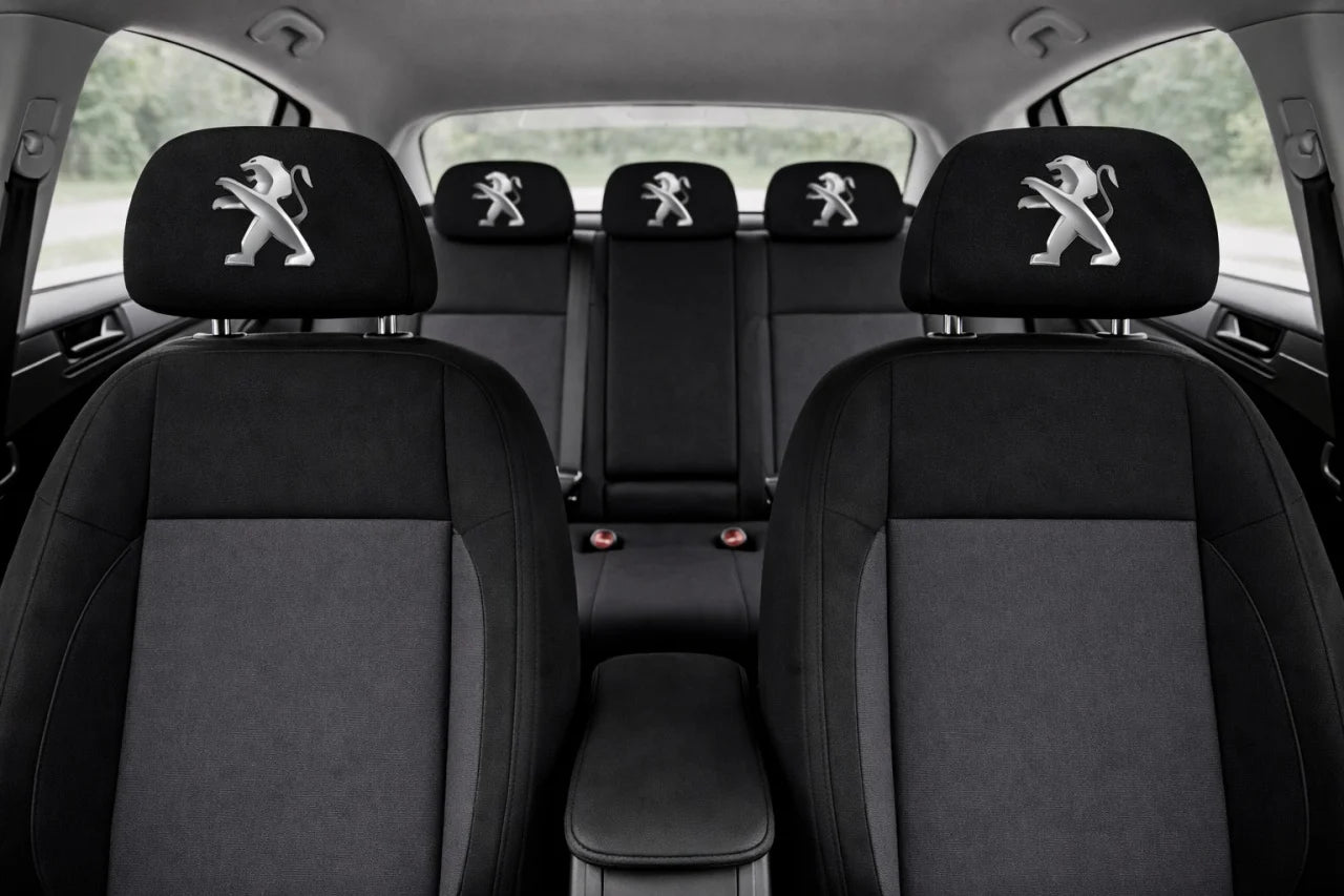2 db fekete fejtámla huzat, PEUGEOT autótípusokhoz