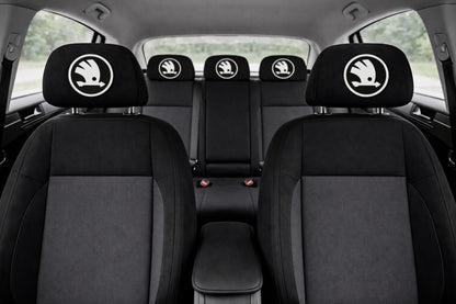 Set 2 huse tetiere negre, pentru gama auto SKODA NOU