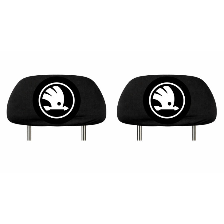 Set 2 huse tetiere negre, pentru gama auto SKODA NOU