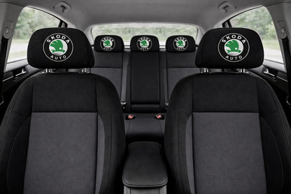 Set 2 huse tetiere negre, pentru gama auto SKODA