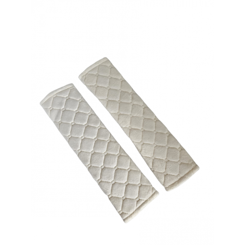 Set 2 protectii centura siguranta, copii si adulti, material neopren/plus, 26 x 6.5 cm, ALB