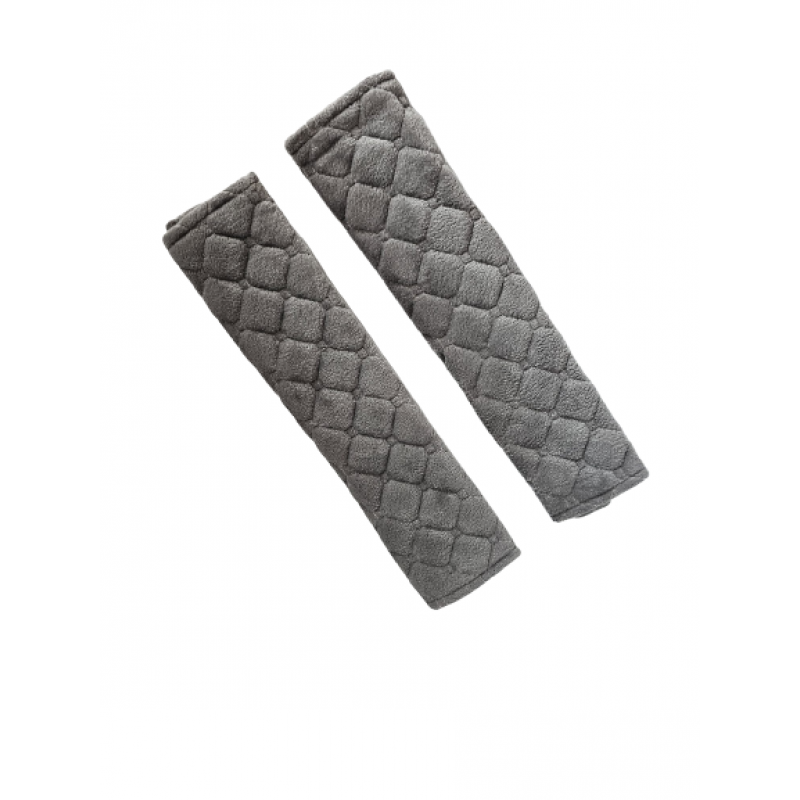 Set 2 protectii centura siguranta, copii si adulti, material neopren/plus, 26 x 6.5 cm, gri