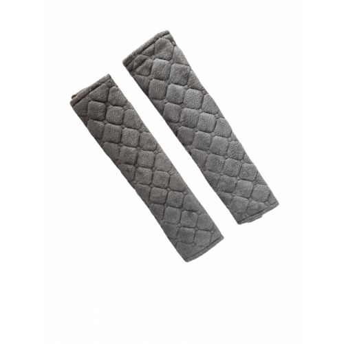 Set 2 protectii centura siguranta, copii si adulti, material neopren/plus, 26 x 6.5 cm, gri