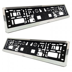 Set of 2 3D License Plate Holders with Silver Frame