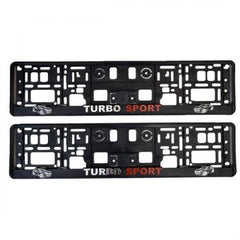 Set of 2 3D License Plate Holders TURBO SPORT