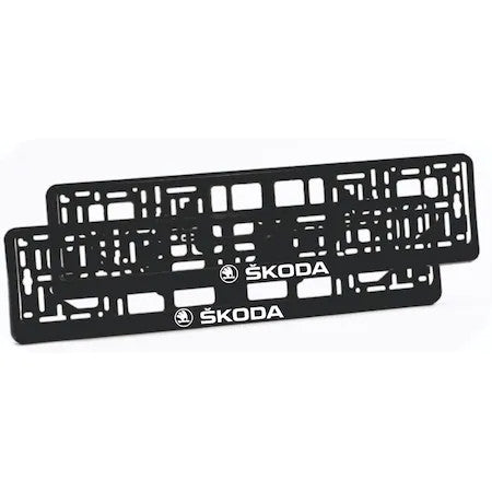 Set 2 bucati, suport numar inmatriculare personalizat-SKODA