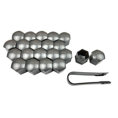 Set 20 capace prezoane. pe 19 mm plus cheie de scos capacele. gri inchis