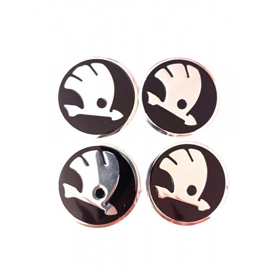 Set 4 abtibilde capace roti 60 mm, Skoda, argintii