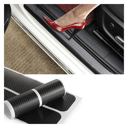 Set 4 bucati protectie praguri Carbon 3D Universal culoare neagra