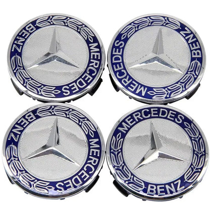 4 darabos Mercedes-Benz könnyűfém keréktárcsa borítás 75 mm, kék