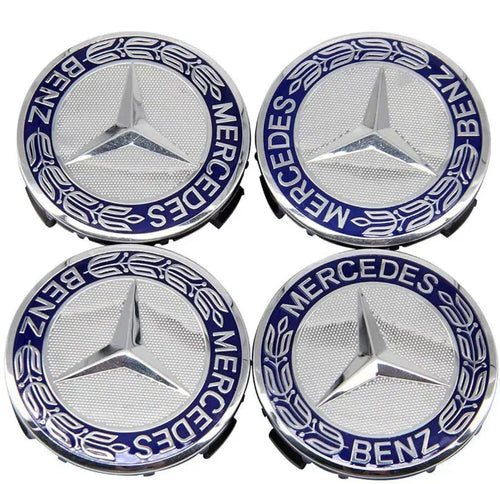 4 darabos Mercedes-Benz könnyűfém keréktárcsa borítás 75 mm, kék