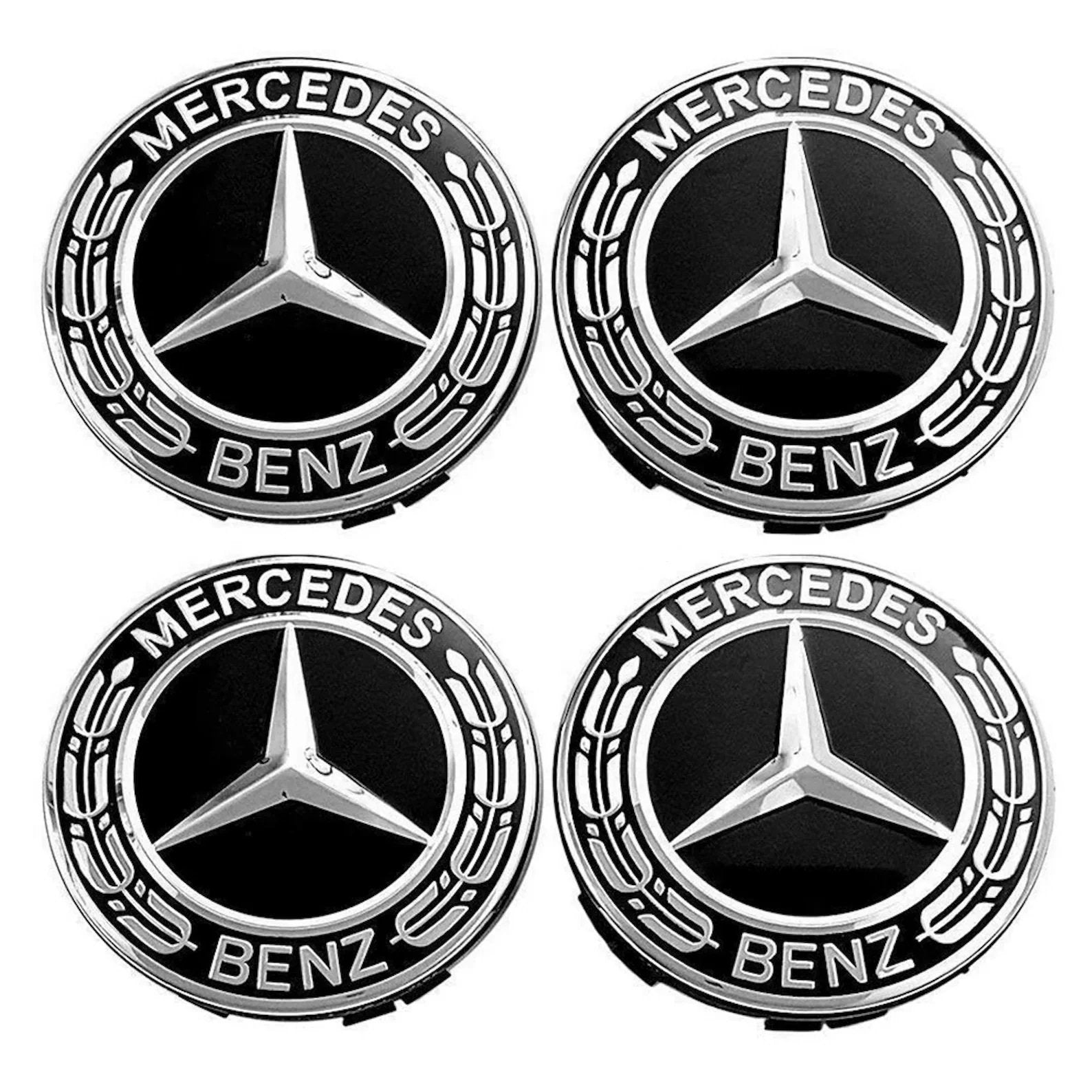 4 darabos Mercedes könnyűfém keréktárcsa borítás készlet 75 mm fekete