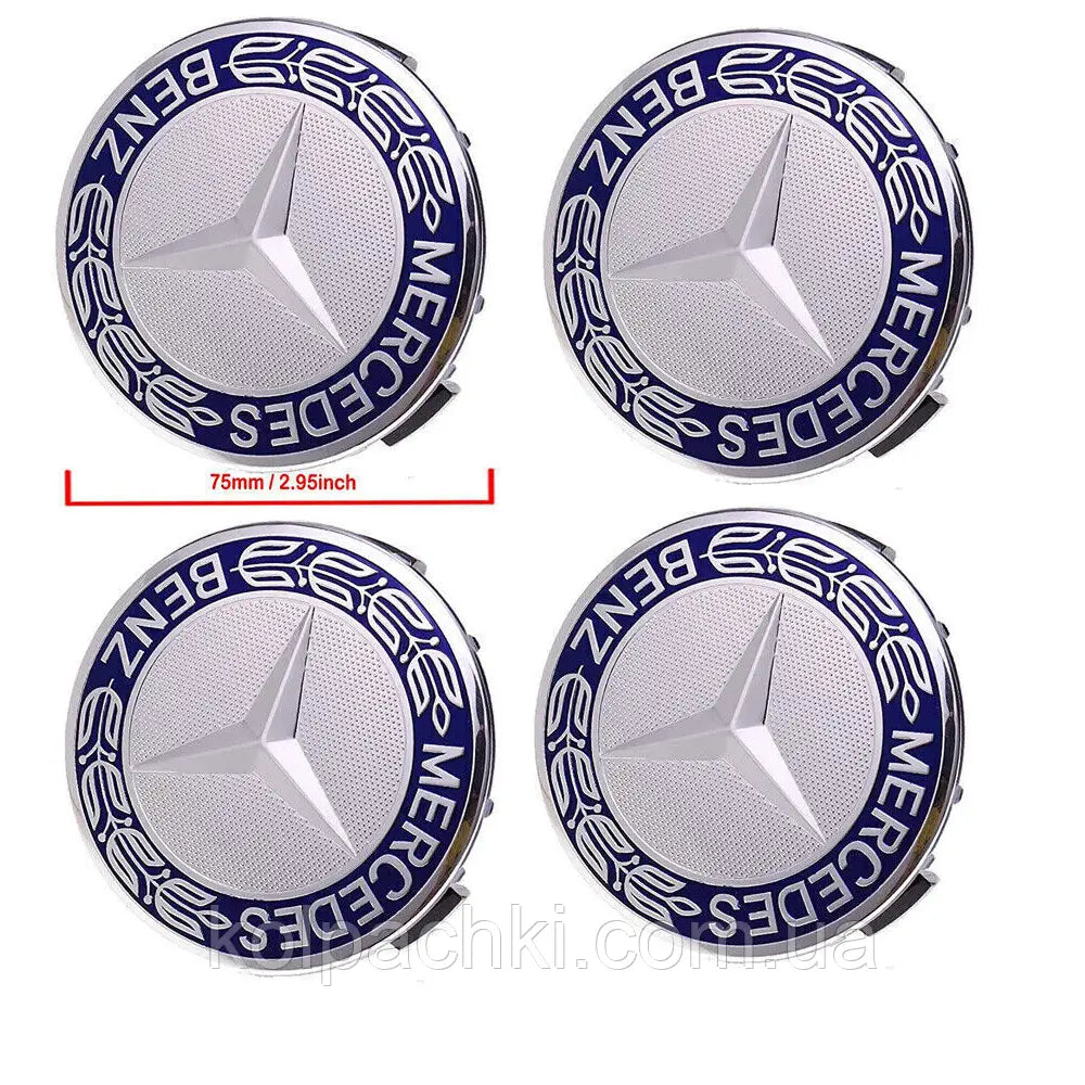 4 darabos Mercedes-Benz könnyűfém keréktárcsa borítás 75 mm, kék