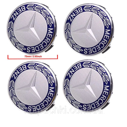 4 darabos Mercedes-Benz könnyűfém keréktárcsa borítás 75 mm, kék