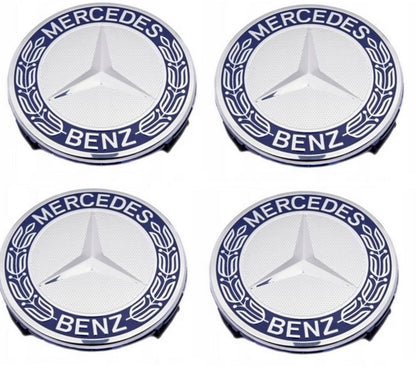 4 darabos Mercedes-Benz könnyűfém keréktárcsa borítás 75 mm, kék