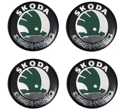 Set 4 Capace Janta Aaliaj SKODA 52MM Interior 56MM exterior, NEGRU cu VERDE