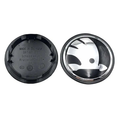 Set 4 Capace Janta Aliaj Skoda 56MM Interior - 65MM Exterior Negru Cu Argintiu