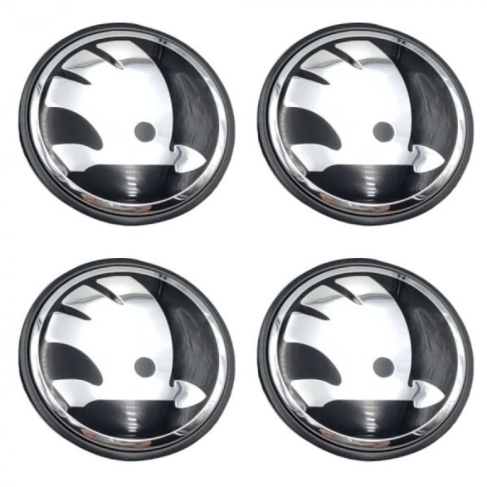 Set 4 Capace Janta Aliaj Skoda 56MM Interior - 65MM Exterior Negru Cu Argintiu