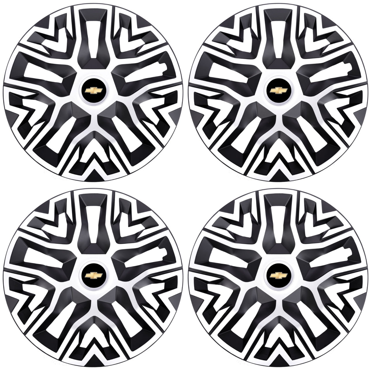 Set 4 Capace Roti 14 " Best Alb-Negru, Compatibile Cu Chevrolet