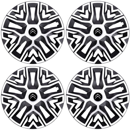 Set 4 Capace Roti 14 `` Best Alb-Negru, Compatibile Cu Citroen