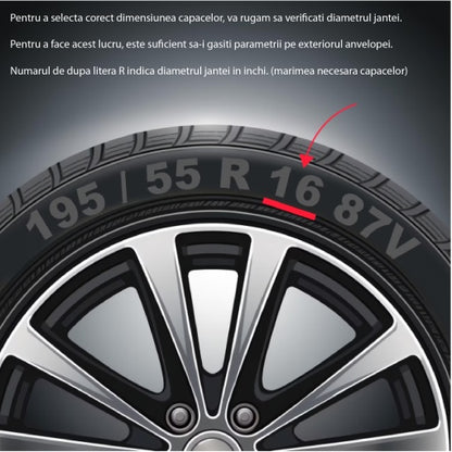 Set 4 Capace Roti 14 " Best Alb-Negru, Compatibile Cu Dacia