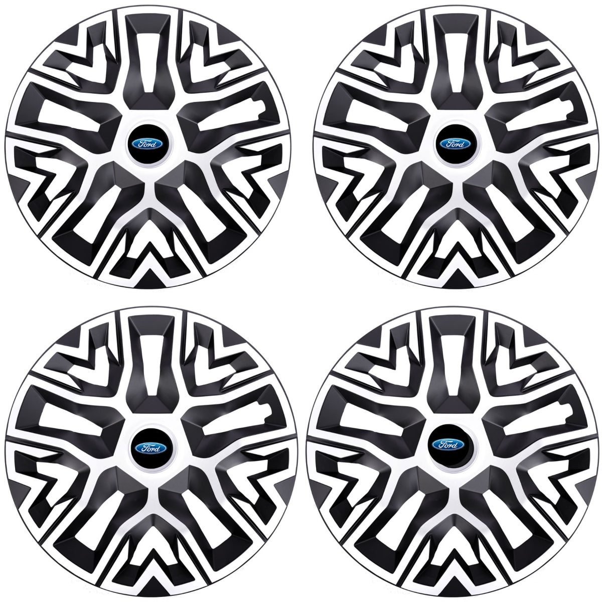 Set 4 Capace Roti 14 `` Best Alb-Negru, Compatibile Cu Ford