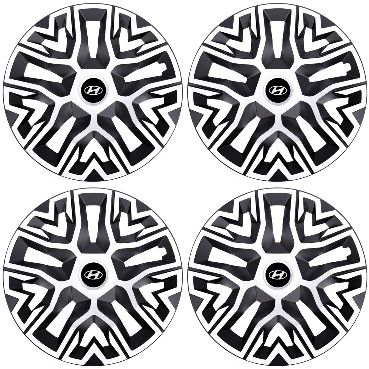 Set 4 Capace Roti 14 " Best Alb-Negru, Compatibile Cu Hyundai