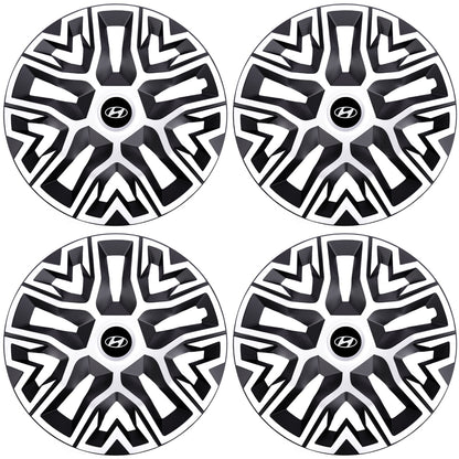 Set 4 Capace Roti 14 " Best Alb-Negru, Compatibile Cu Hyundai