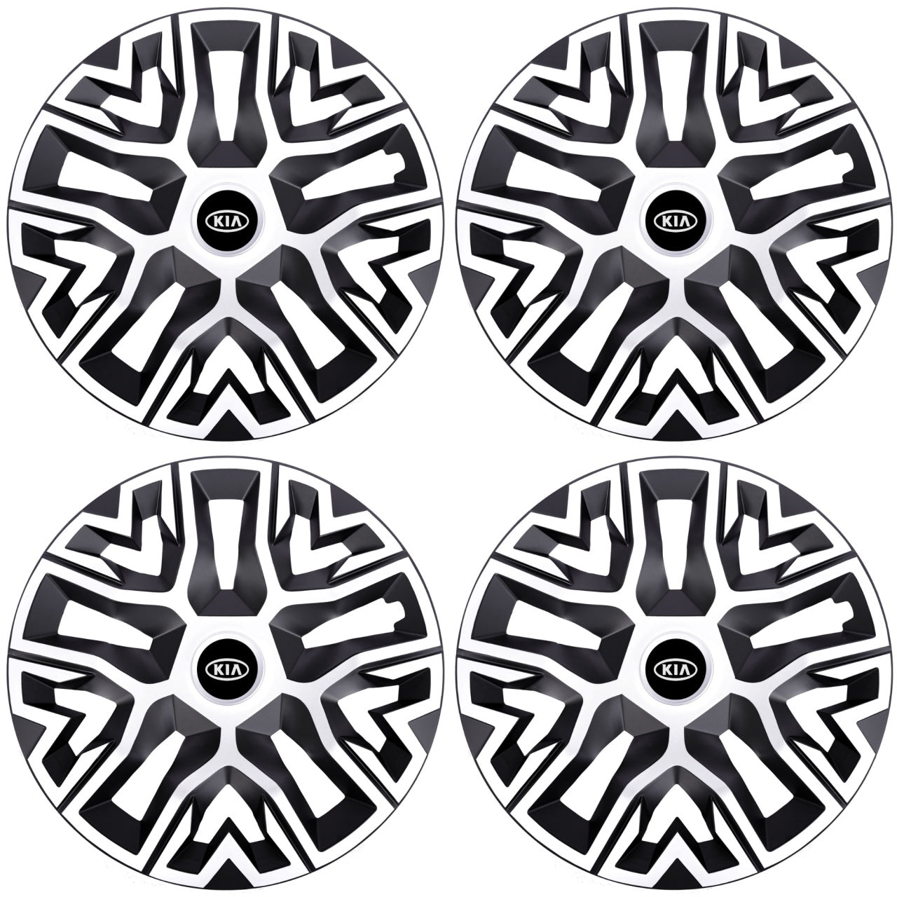 Set 4 Capace Roti 14 inchi (R14), Best Alb-Negru, Compatibile Cu Kia