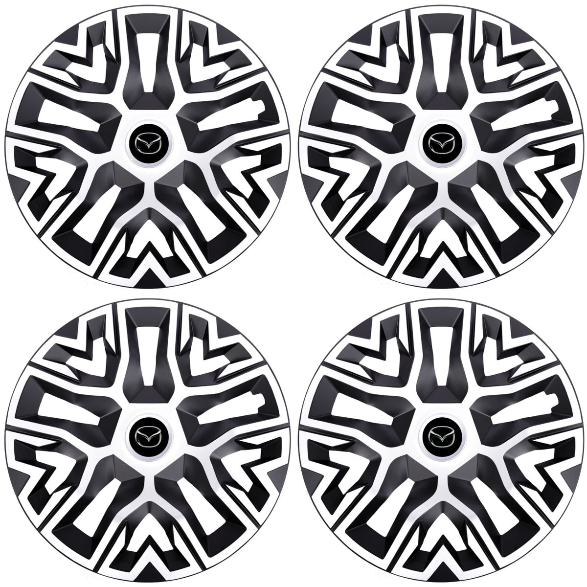 Set 4 Capace Roti 14 " Best Alb-Negru, Compatibile Cu Mazda