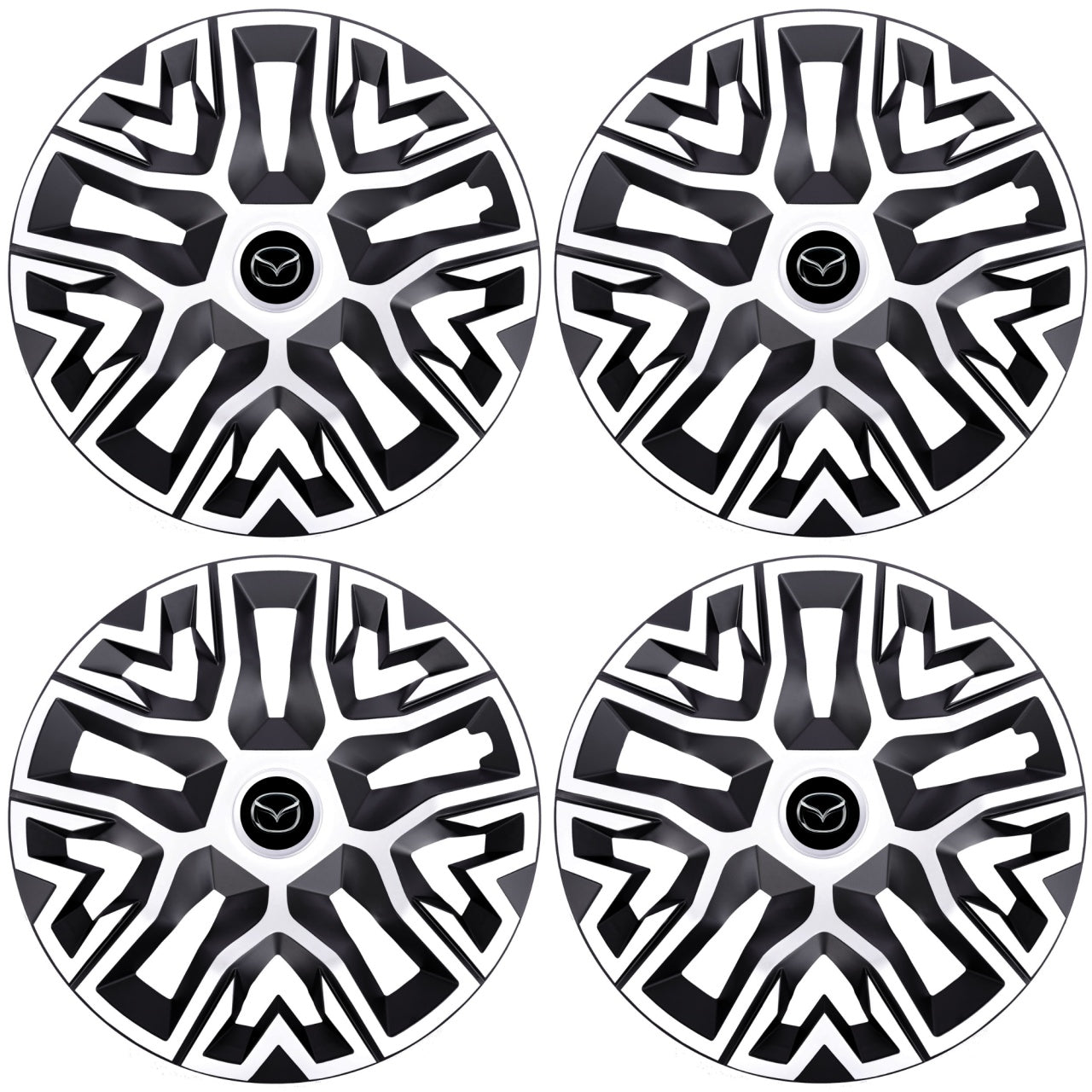 Set 4 Capace Roti 14 " Best Alb-Negru, Compatibile Cu Mazda
