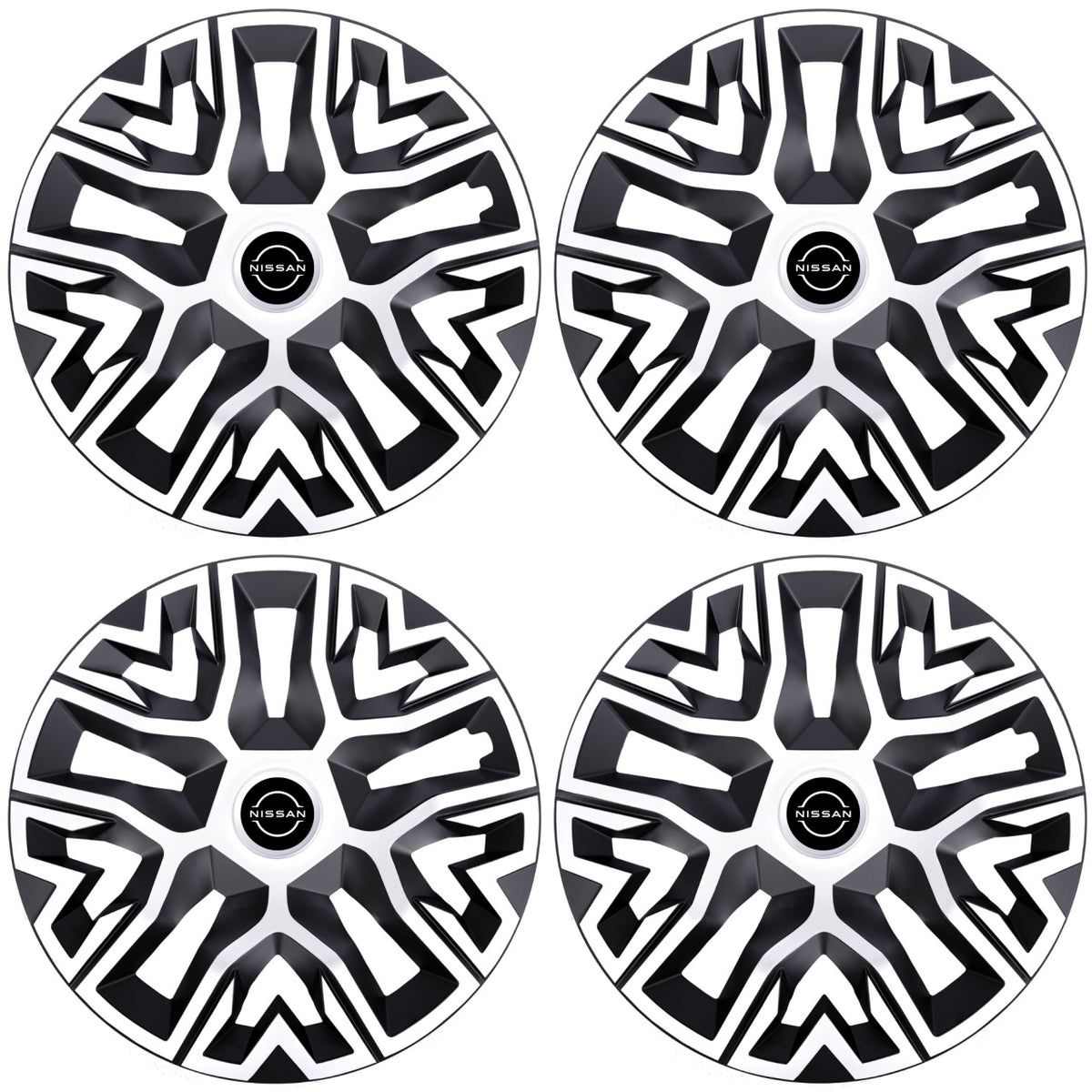 Set 4 Capace Roti 14 " Best Alb-Negru, Compatibile Cu Nissan Nou