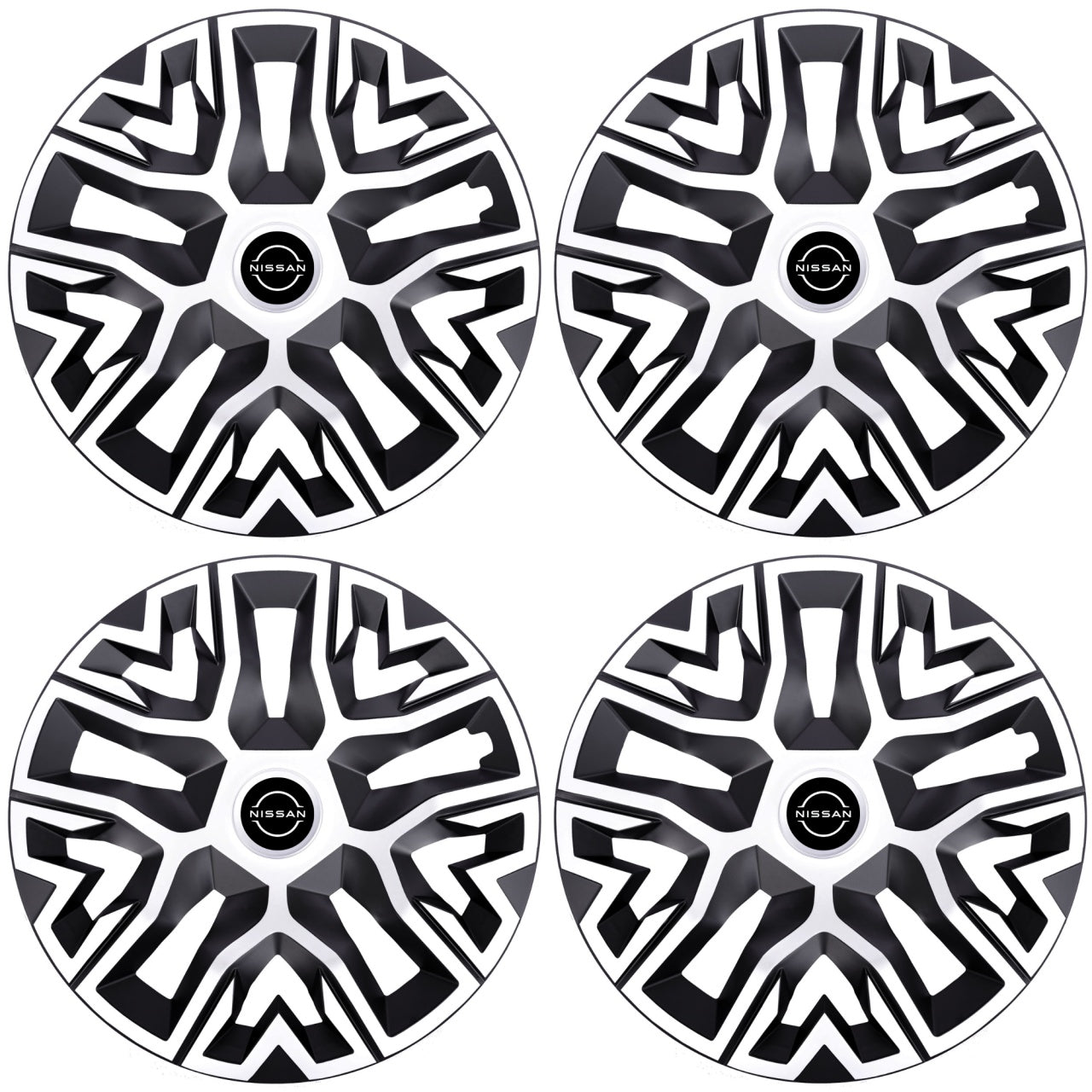 Set 4 Capace Roti 14 " Best Alb-Negru, Compatibile Cu Nissan Nou