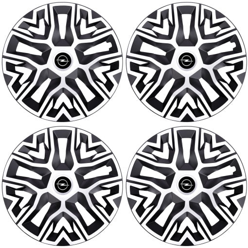 Set 4 Capace Roti 14 `` Best Alb-Negru, Compatibile Cu Opel